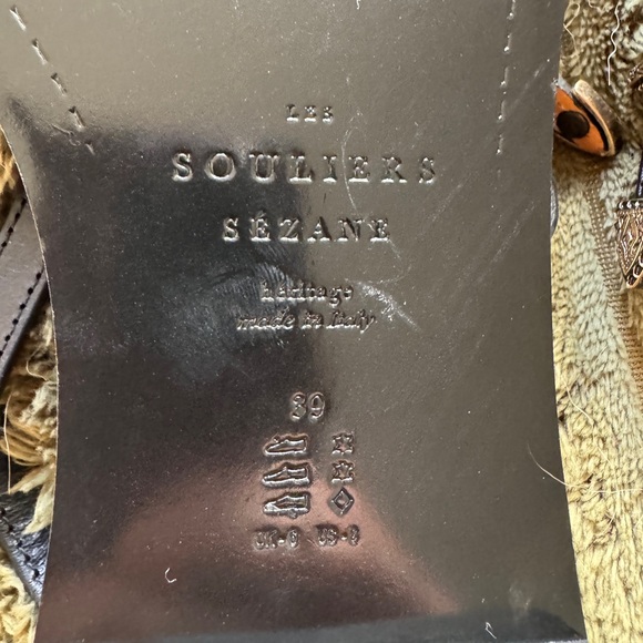 Sézane Roxanne Leather Sandal Black US Size 8 - Picture 5 of 5